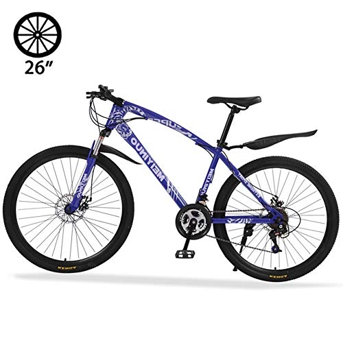 Bicicletas de montaña : M-TOP Bicicleta de Montaña Rodada 26'', Bicicleta para Carretera 24 Velocidad de Carbon Acero, Delantero Suspensión, Doble Freno de Disco Mecánico, Azul, 30 Spokes
