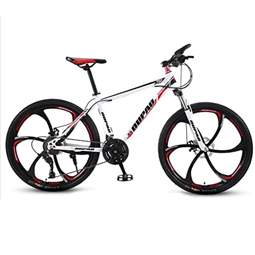 Bicicletas de montaña : M-YN 24 / 26 Pulgadas Bicicleta De Montaña Aluminio De 21 Velocidades Trasero Trasero, Frenos De Disco Delanteros Y Traseros 6 Hablicado Bicicleta Bicicle(Size:24inch, Color:Negro + Rojo)