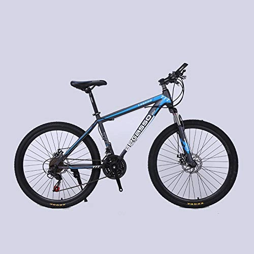Bicicletas de montaña : Marco de aleacin de Aluminio Bicicleta de montaña Amortiguador Freno de Disco Bicicleta integrada Rueda Velocidad Bicicleta-Gris Azul_26 Pulgadas x 17 Pulgadas