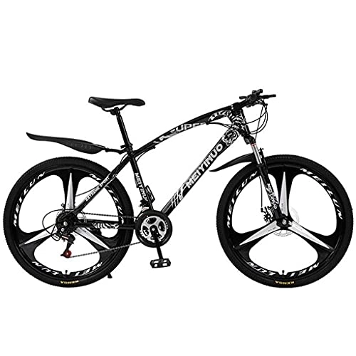 Bicicletas de montaña : MENG Bicicleta de Montaña de 26 Pulgadas de 21 Pulgadas 21 / 24 / 27 Velocidades Mde Acero Al Carbono con Freno de Disco Doble Y Tenedor de Suspensión (Tamaño: 24 Velocidad, Color: Negro) / Negro / 24 Veloci