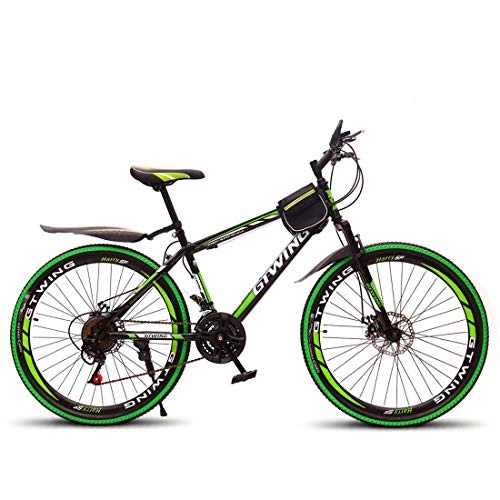 Bicicletas de montaña : MICAKO Bicicleta Montaña 26'', 21 Velocidad, Freno de Disco, Full Suspension, Acero Carbono, Verde