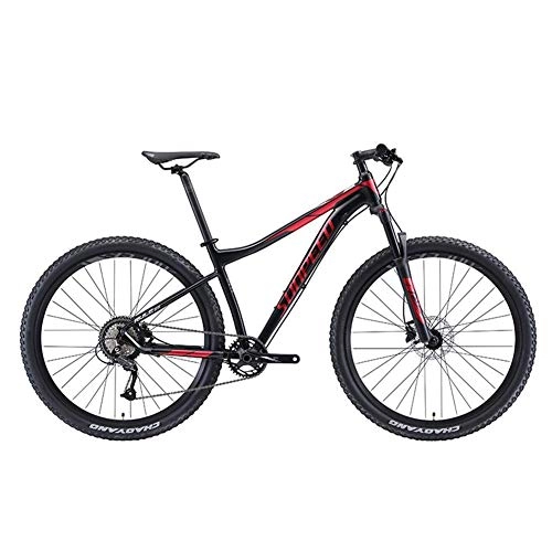 Bicicletas de montaña : MJY Bicicletas de montaña de 9 velocidades, ruedas grandes para adultos, bicicleta de montaña rígida, marco de aluminio, bicicleta de suspensión delantera, bicicleta de montaña, plateado, rojo, Marco d