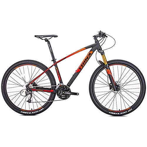 Bicicletas de montaña : MJY Bicicletas de montaña para adultos, 27 velocidades, 27, 5 pulgadas, ruedas grandes, bicicleta alpina, marco de aluminio, bicicleta de montaña rígida, bicicletas antideslizantes, naranja