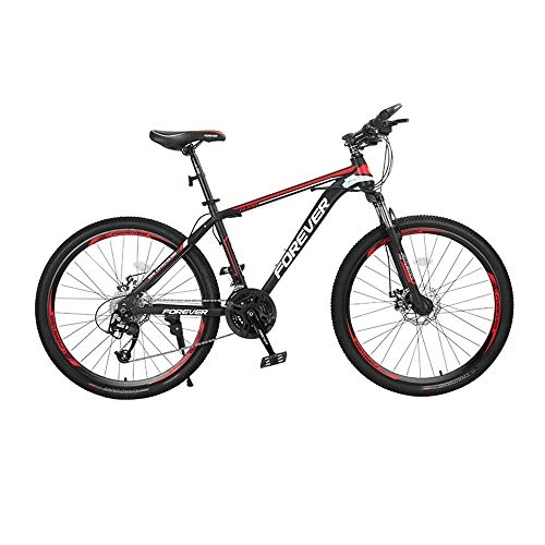 Bicicletas de montaña : Morsky Ligera de Bicicletas de montaña, Freno de Doble Disco de 26 Pulgadas de Acero al Carbono de Alta Velocidad 27 Bicicletas de montaña (Color : Black+Red, Size : 26inch)