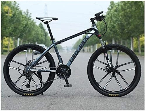 Bicicletas de montaña : Mountain Bike High Carbon Steel Front Suspension Frame Mountain Bike 27 Speed Gears Outroad Bike with Dual Disc Brakes Gray