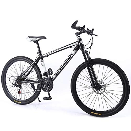 Bicicletas de montaña : Mountain Bike Unisex, Bicicletas De Montaña 26 Pulgadas, para Hombre Y Mujer MTB Bike con Asiento Ajustable, Freno De Doble Disco, Rueda De Radios, Negro, 27 Speed