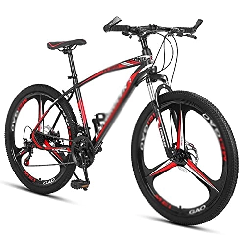 Bicicletas de montaña : MQJ Bicicleta de Montaña Bicicletas 26 en Mde Acero Al Carbono de la Rueda 21 / 24 / 27 Velocidad con Freno de Disco Doble para Hombres Mujer Adulto Y Adolescentes / Rojo / 21 Velocidad