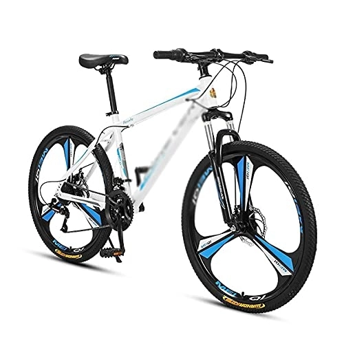 Bicicletas de montaña : MQJ Bicicleta de Montaña para Adultos Ruedas de 26 Pulgadas para Hombres para Mujer Mde Acero Al Carbono 24 / 27 Veloz Engranajes con Frenos de Disco / Azul / 27 Velocidad