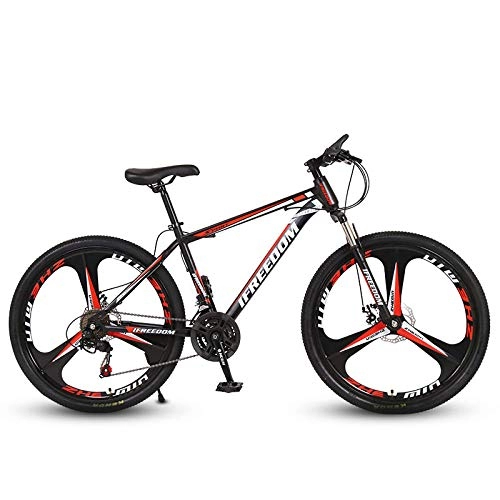 Bicicletas de montaña : N / AO Mountain Trail Bike Frenos De Doble Disco Bicicleta De Cambio De 26 Pulgadas Bicicleta De Carretera De 21 Velocidades-Negro y Rojo