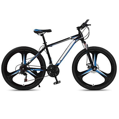 Bicicletas de montaña : ndegdgswg Bicicleta de montaña de 24 / 26 pulgadas, todoterreno, velocidad variable, absorción de golpes, para jóvenes estudiantes, adultos, 26 pulgadas, negro y azul, 24 velocidades, ruedas integradas