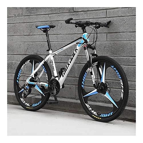 Bicicletas de montaña : Nologo Bicicletas de montaña adulto Crosscountry hombre mujer bicicleta bicicleta bicicleta estudiante casual, color Blanco y azul, tamao 21speed24inches