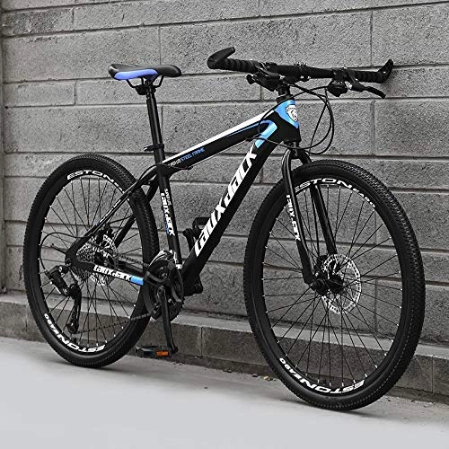 Bicicletas de montaña : Nologo Bicicletas de montaña adulto Crosscountry hombre mujer bicicleta bicicleta bicicleta estudiante casual, color Negro y azul., tamaño 21speed24inches