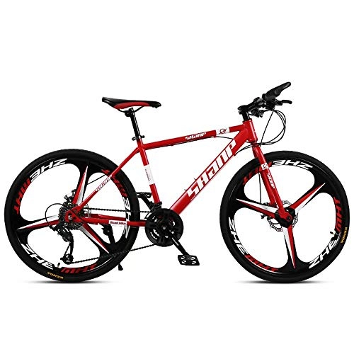 Bicicletas de montaña : NOVOKART Mountain Bike Unisex, Bicicletas de Montaa 24 Pulgadas, para Hombre y Mujer MTB Bike con Asiento Ajustable, Freno de Doble Disco, Rojo, 3 Cortadores Rueda, 27-Velocidad Cambio