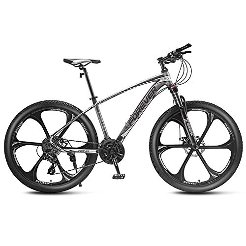Bicicletas de montaña : QMMD 24 Pulgadas Bicicleta Montaña, Unisex Adulto Profesional Hard Tail Bicicleta, Cuadro Aluminio Bicicleta BTT, 24-27-30 Velocidades Bicicleta, Gray 6 Spoke, 30 Speed