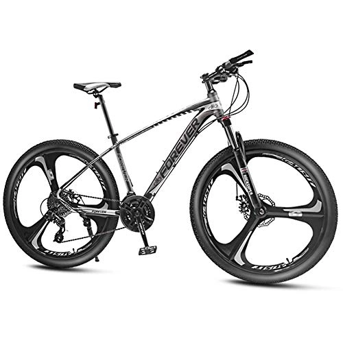 Bicicletas de montaña : QMMD Adulto Bicicleta Montaa, 26 Pulgadas Hard Tail Bicicleta Cuadro Aluminio, Mujer Y Hombre Bicicleta BTT, Profesional 24-27-30- Velocidades Bicicleta de Ciudad, Gray 3 Spoke, 24 Speed