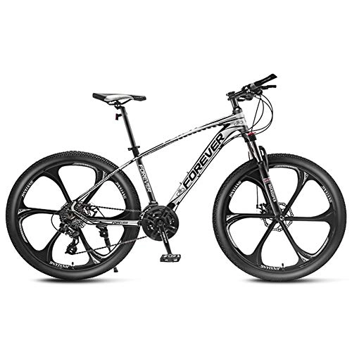 Bicicletas de montaña : QMMD Bicicleta Montaña 26 Pulgadas, Adulto Hard Tail Bicicleta Cuadro Aluminio, 24-27-30- Velocidades Bicicleta de Montaña, Ligero Bicicleta de Montaña Hardtail, White 6 Spoke, 27 Speed