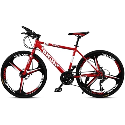 Bicicletas de montaña : RSDSA Adultmountain Bike, Carbon Steelmountain Bike 21 / 24 / 27 Speed Full Bicycle Suspension MTB Gears Double Disc Brakesmountain Bicycle, Rojo, 24speed