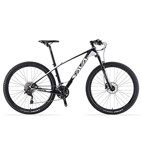 Bicicletas de montaña : SAVADECK DECK6.0 - Bicicleta de montaña de carbono, 26" / 27, 5" / 29", XC, ultraligera, fibra de carbono, con 30 marchas Shimano DEORE M6000 Group Set y hardware completo (blanco, 29 x 15)