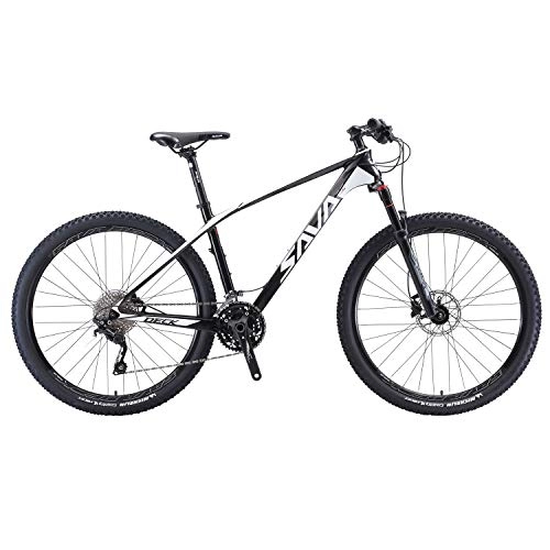 Bicicletas de montaña : SAVADECK DECK8.2 - Bicicleta de montaña de carbono, 27, 5" / 29", XC, ultraligera, fibra de carbono, con 22 velocidades Shimano DEORE XT M8000 y hardware completo (blanco, 29 x 15)