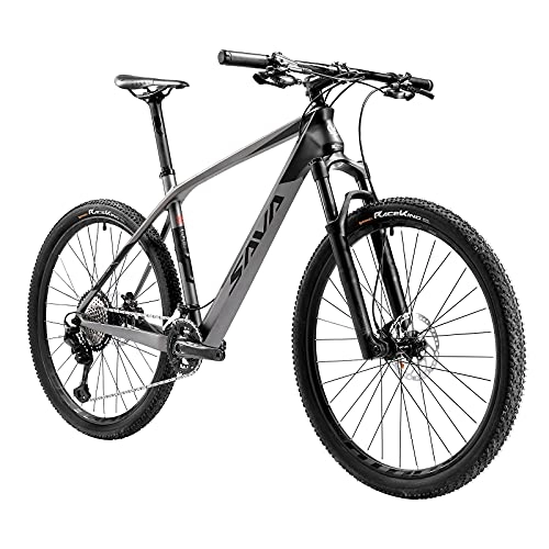 Bicicletas de montaña : SAVADECK8.2 Carbono Bicicleta montaña 27, 5" / 29" Complete Hard Tail Bicicleta MTB 22 de Velocidad con 8000 DEORE XT Manituo M30 Tenedor de suspensión (Gris, 27.5 * 19)