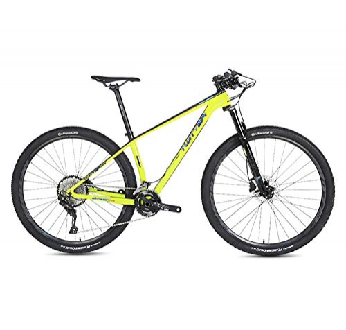 Bicicletas de montaña : STRIKERpro 27, 5 / 29" Bicicletas de Fibra de Carbono de los Hombres para una trayectoria, Rastro y montañas Bastidor de suspensin, (Amarillo), 33speed, 27.515