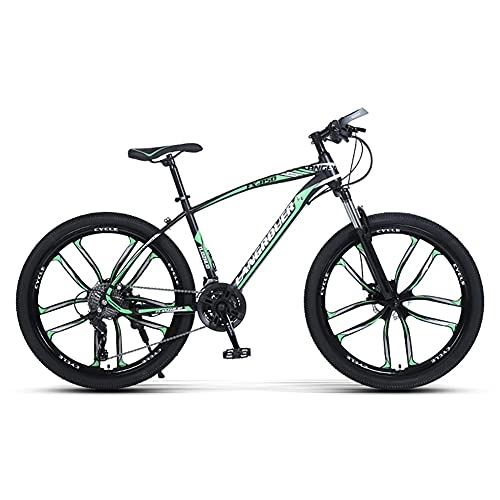 Bicicletas de montaña : TBNB Bicicleta de montaña para Hombres Adultos de 26 Pulgadas, 21 velocidades, Freno de Disco, Bicicletas de Carretera, Horquilla de suspensión, Bicicleta de Carreras, Verde 26 PU