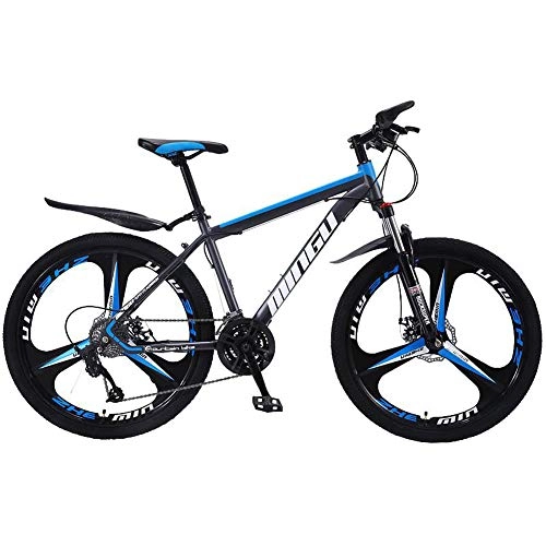Bicicletas de montaña : TYSYA - Bicicleta de montaña de 27 velocidades, 26 pulgadas, freno de disco, horquilla delantera bloqueable, para todo terreno, bicicleta de ciudad, con ruedas integradas, color azul y negro