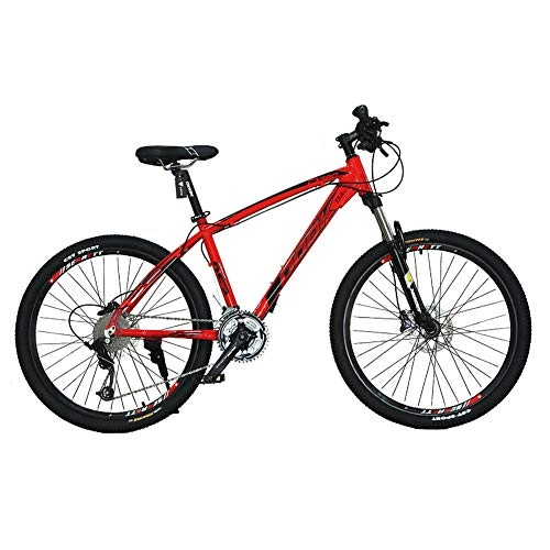 Bicicletas de montaña : TYSYA Bicicleta Montaña Cabellera Dura 26 Pulgadas Marco Aleación Aluminio Ligero 27 Velocidades Bicicleta Urbana Todo Terreno Horquilla Delantera Bloqueable Doble Freno Disco Multifuncional, Rojo