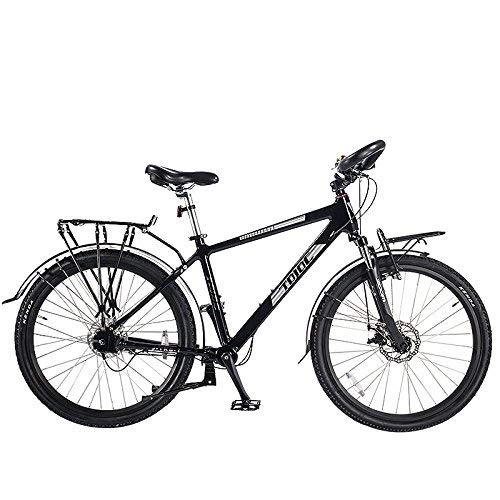 Bicicletas de montaña : TYT Bicicleta de 26 ', 7 Velocidades, sin Cadena, Bicicleta de Montaña de Viaje, Freno de Disco, Manillar con Forma de Mariposa, Bicicleta de Montaña (Roja), Negro