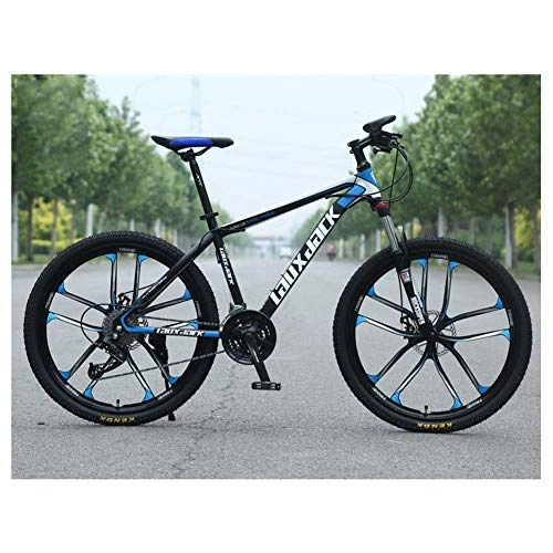 Bicicletas de montaña : Unisex 27Speed FrontSuspension Mountain Bike 17Inch Frame 26Inch 10 Spoke Wheels with Dual Disc Brakes Black