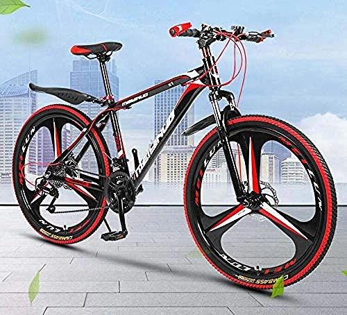 Bicicletas de montaña : URPRU Bicicleta de montaña de 26 Pulgadas PVC y Todos los Pedales de Aluminio y Agarre de Goma Acero de Alto Carbono y Marco de aleación de Aluminio Freno de Doble Disco-A_21_Speed