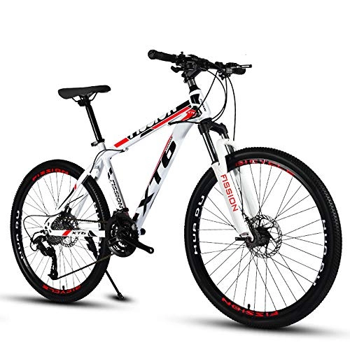 Bicicletas de montaña : VANYA Velocidad Variable Bicicleta de montaña Choque 24 Velocidad de absorcin de 24 / 26 Pulgadas Frenos de Disco de Acero al Carbono Unisex Trfico de Bicicletas, Whitered, 24inches