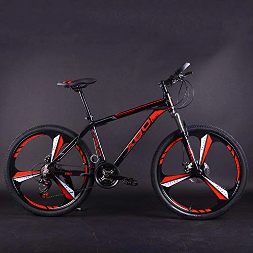 Bicicletas de montaña : WND Bicicleta Aleación de Aluminio Bicicleta de montaña Pulgadas Cambio de Velocidad Una Rueda Freno de Disco Doble Amortiguador Hombres y Mujeres, Negro Rojo, 24 velocidades