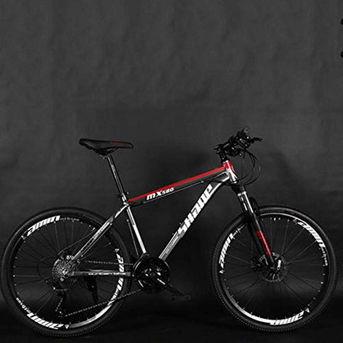 Bicicletas de montaña : WND Mountain Bike Aluminum FrameInch Men and Women Adult Double Disc Brake Bicycle, Gray Red, 27speed