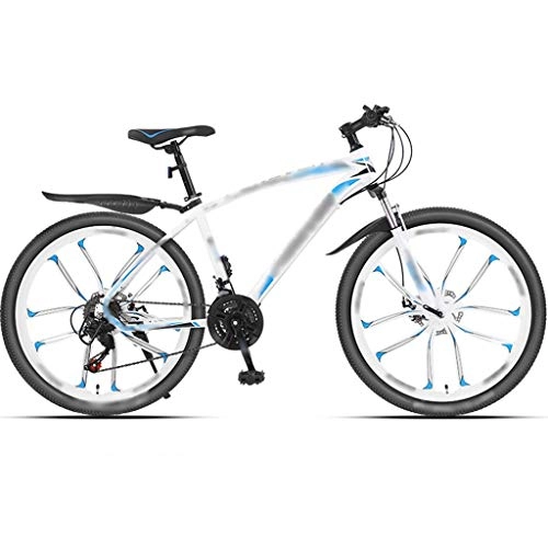 Bicicletas de montaña : YHRJ Bicicleta De Montaña Bicicleta De Carretera Liviana para Viajes Al Aire Libre, Horquilla Delantera Amortiguadora con Bloqueo De MTB, 4 Formas De Rueda (Color : White Blue B-30spd, Size : 24inch)