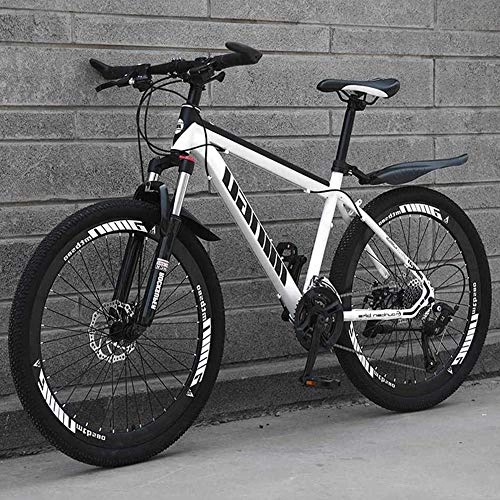 Bicicletas de montaña : Yike Frenos de Doble Disco de Acero de Alto Carbono para Bicicleta de montaña con Asiento Ajustable MTB de suspensión Total de 24 Pulgadas