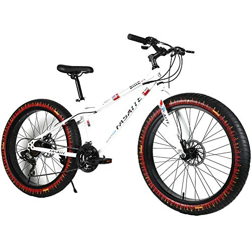 Bicicletas de montaña : YOUSR Bicicleta de montaña Bicicleta de Playa Bicicleta para Hombre Suspensin Delantera Unisex White 26 Inch 7 Speed