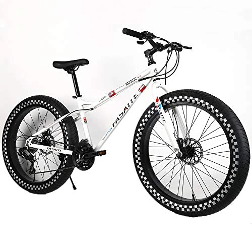 Bicicletas de montaña : YOUSR Fat Tire Bike Disc Brake MTB Hardtail Horquilla suspensión para Hombres y Mujeres White 26 Inch 30 Speed