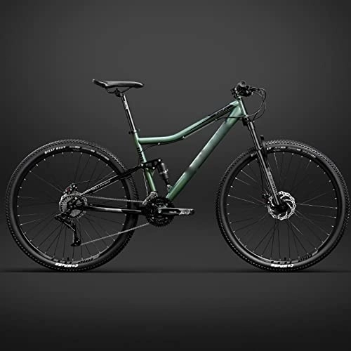 Bicicletas de montaña : YXGLL Marco de Bicicleta de 26 Pulgadas, Bicicleta de montaña con suspensión Completa, Cuadro de Frenos de Disco mecánico de Bicicleta de absorción de Impacto Doble (Green 27 Speeds)
