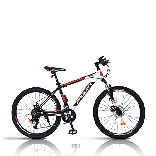 Bicicletas de montaña : zcyg Bicicleta De Montaña para Adultos, Transmisión De 24 Velocidades, Ruedas De 26 Pulgadas, Acero con Alto Contenido De Carbono, Horquilla De Suspensión De Bloqueo Y Fren(Color:Negro+Rojo)