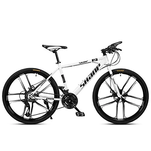 Bicicletas de montaña : ZLZNX 24 Pulgadas Bicicleta de Montaña Bicicleta para Adultos, con Suspensión Doble Marco de Acero de Alto Carbono Doble Disco de Freno para Hombres y Mujeres, Blanco, 24Speed