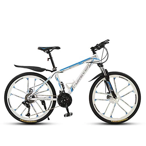 Bicicletas de montaña : ZLZNX 26 Pulgadas Bicicleta de Montaña Bicicleta para Adultos, Cuadro de Acero de Alto Carbono, Bicicletas de Montaña Rígidas Todo Terreno con Frenos de Disco Cuadro, Blanco, 21Speed