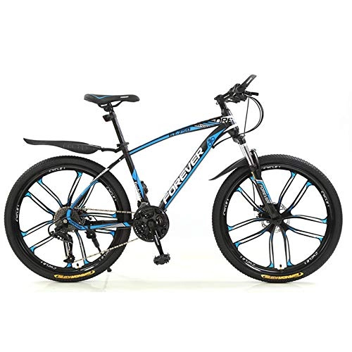 Bicicletas de montaña : ZLZNX Mountain Bike Unisex, Bicicleta de Montaa para Adultos 24 Pulgadas, MTB para Hombre, Mujer, con Asiento Ajustable, Frenos de Doble Disco, Azul, 27Speed