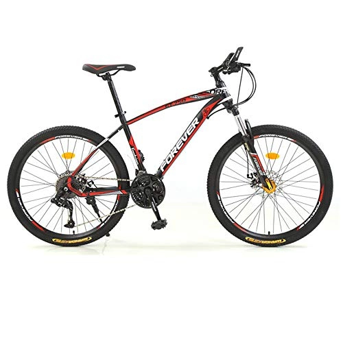 Bicicletas de montaña : ZLZNX Mountain Bike Unisex, Bicicleta de Montaña para Adultos 24 Pulgadas, MTB para Hombre, Mujer, con Asiento Ajustable, Frenos de Doble Disco, Rojo, 21Speed