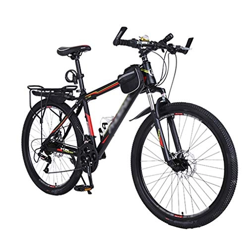 Bicicletas de montaña : ZRN Bicicleta de montaña, Bicicleta de Ciudad, Bicicleta para Adultos, Engranajes de 24 / 27 velocidades, suspensión Total, Unisex, 24 / 26 Pulgadas Negro-Rojo