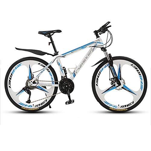 Bicicletas de montaña : ZWPY Bicicletas Outroad para Adultos De 26 Pulgadas, Bicicleta De Montaa De 21 Velocidades, Bicicletas con Freno De Disco Doble, Rueda De Corte De 3, para Hombres Y Mujeres, Blanco Azul