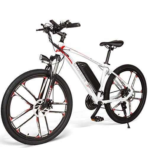 Electric Mountain Bike : (Black) Samebike MY-SM26 Electric Bike 26"Aluminum Alloy Suspension Mountain Frame 250W Motor Folding Bikes 7-Speed Gear City Commuter Electric Bicycle