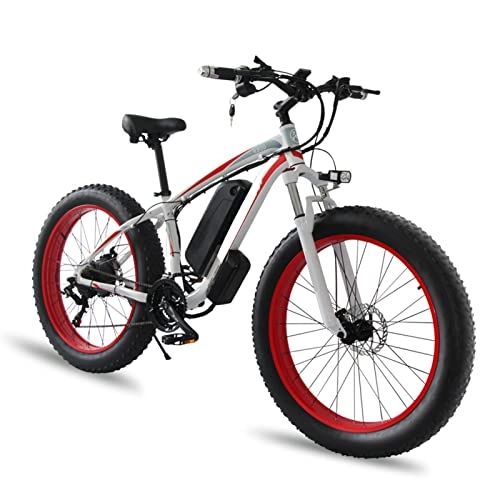 Electric Mountain Bike : 1000W Electric Bikes28 Mph E Bikes 26 Inches Fat Tire Electric Mountain For Men 48V 18Ah Lithium Battery Motor Electric Snow Bicycle (Color : Blue Size : 18AH battery) (White 18AH battery)