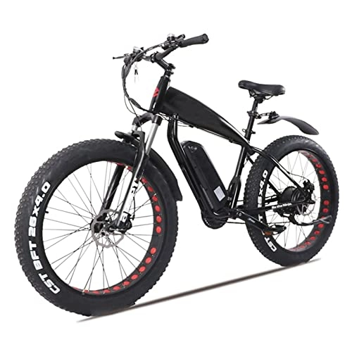 Electric Mountain Bike : 1500W High Speed Motor Electric Bike for Adults 43 Mph 26 Inch Fat Tire Electric Mountain Bicycle 48V Lithium Battery Electric Bike (Color : Black 48v 1500w, Number of speeds : 27)