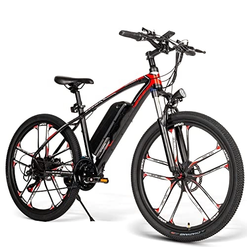 Electric Mountain Bike : 2022 Update-Sambike 26'' Electric Bike for Adult, 250W Powerful Electric Bicycle with 48V 10.4Ah Removable Lithium-Ion Battery, Professional Mountain Bike E-Bike 21 Speed Gears(Black)
